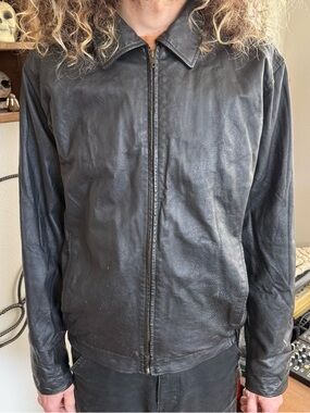 Vintage 90s Excelled Black Leather Jacket ~ Size Large